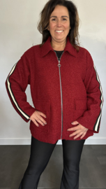 Korte teddy jas met bies en rits Bordeaux