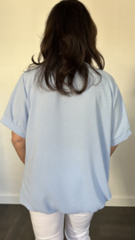Top Maya korte mouw +SIZE ijsblauw