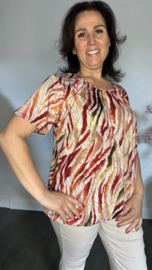 Ballon shirt met elastiek Animal stripes oranje/rood