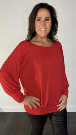 Blouse met boord sparkle rood/rood SALE