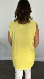 Lang mouwloos shirt met v-hals travel geel