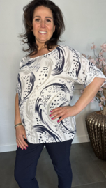 Linnenlook shirt Ocean wit/marine