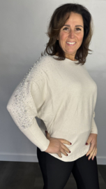 Trui Holly met vleermuismouw beige