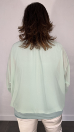 Blouse met boord lange mouw licht groen