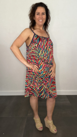 Jurkje met spaghettibandjes  new fanatsia rood geel  +SIZE