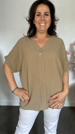 Shirt Kiki met knopen Taupe