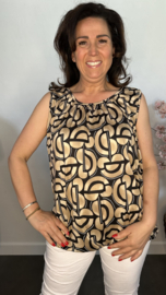 Ballon top Graphic zwart/camel