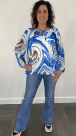 Ballon blouse lava kobalt blauw +SIZE