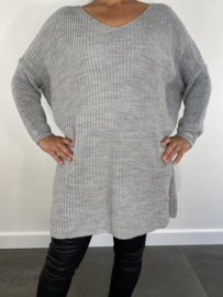 Grof gebreide oversized trui licht grijs