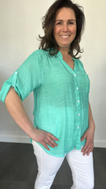 Blouse Alicia met pailletten en kant smaragd