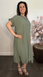 Linnenlook jurk met gehaakt kant Army
