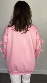 Sweater met strikken op de mouw +SIZE pink