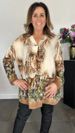 Blouse met panters beige/zand