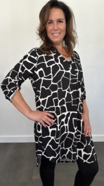 Tuniek Liz giraffe grof zwart/wit