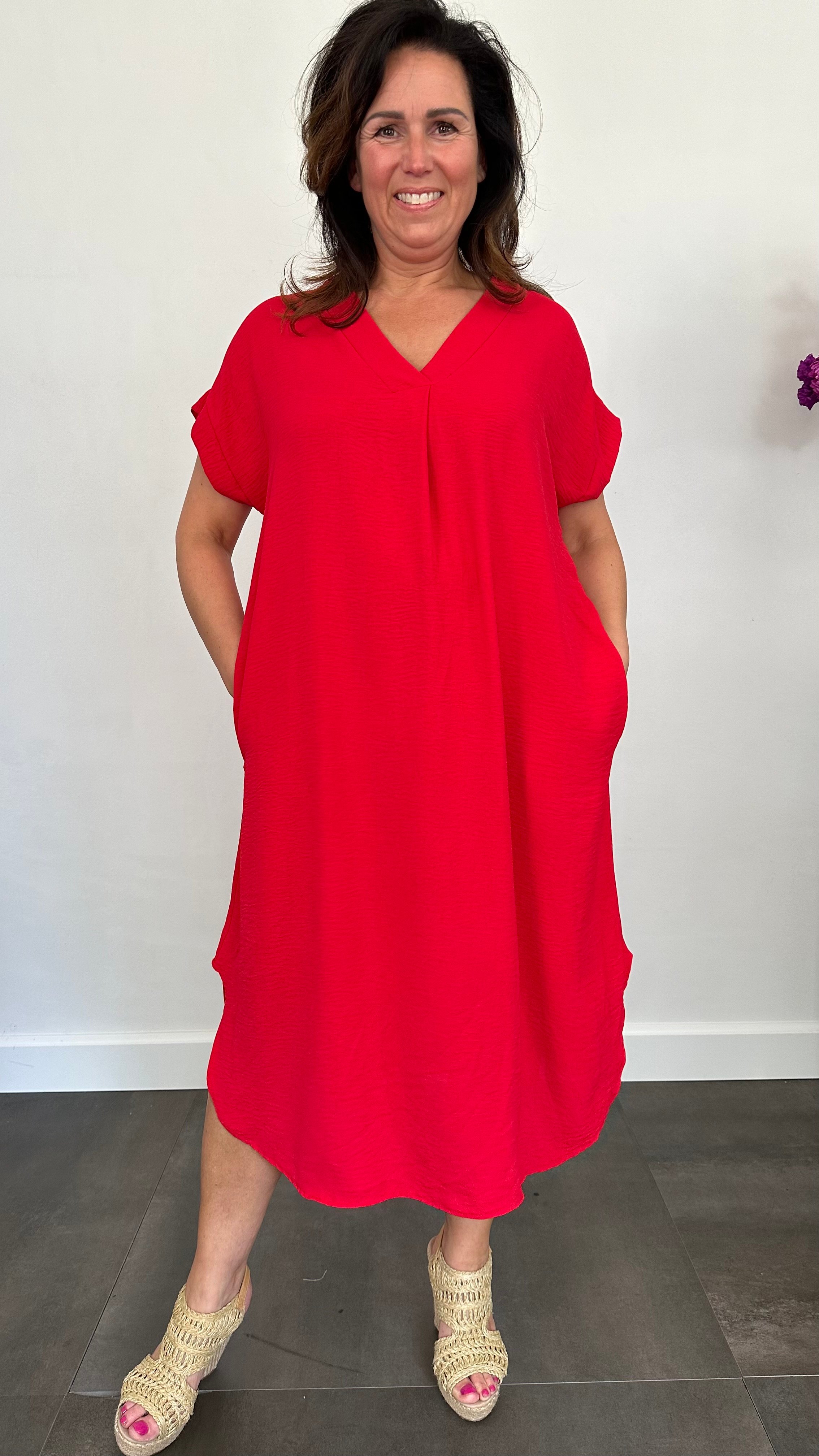 Jurk Maya +Size rood