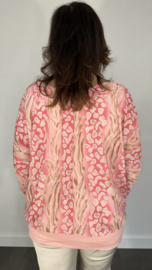 Blouse met boord panter tijger roze