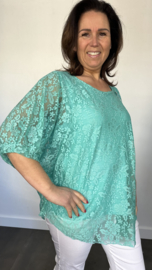 Kanten blouse charlotte +SIZE mint