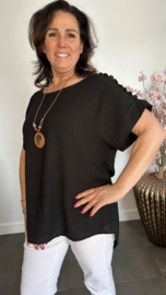 Shirt Nora kant +ketting Zwart