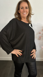 Top Lucy zilver sparkle Zwart