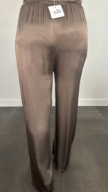 Satijnen broek Elody donker  taupe