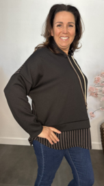 Sweater met capuchon /streep Zwart