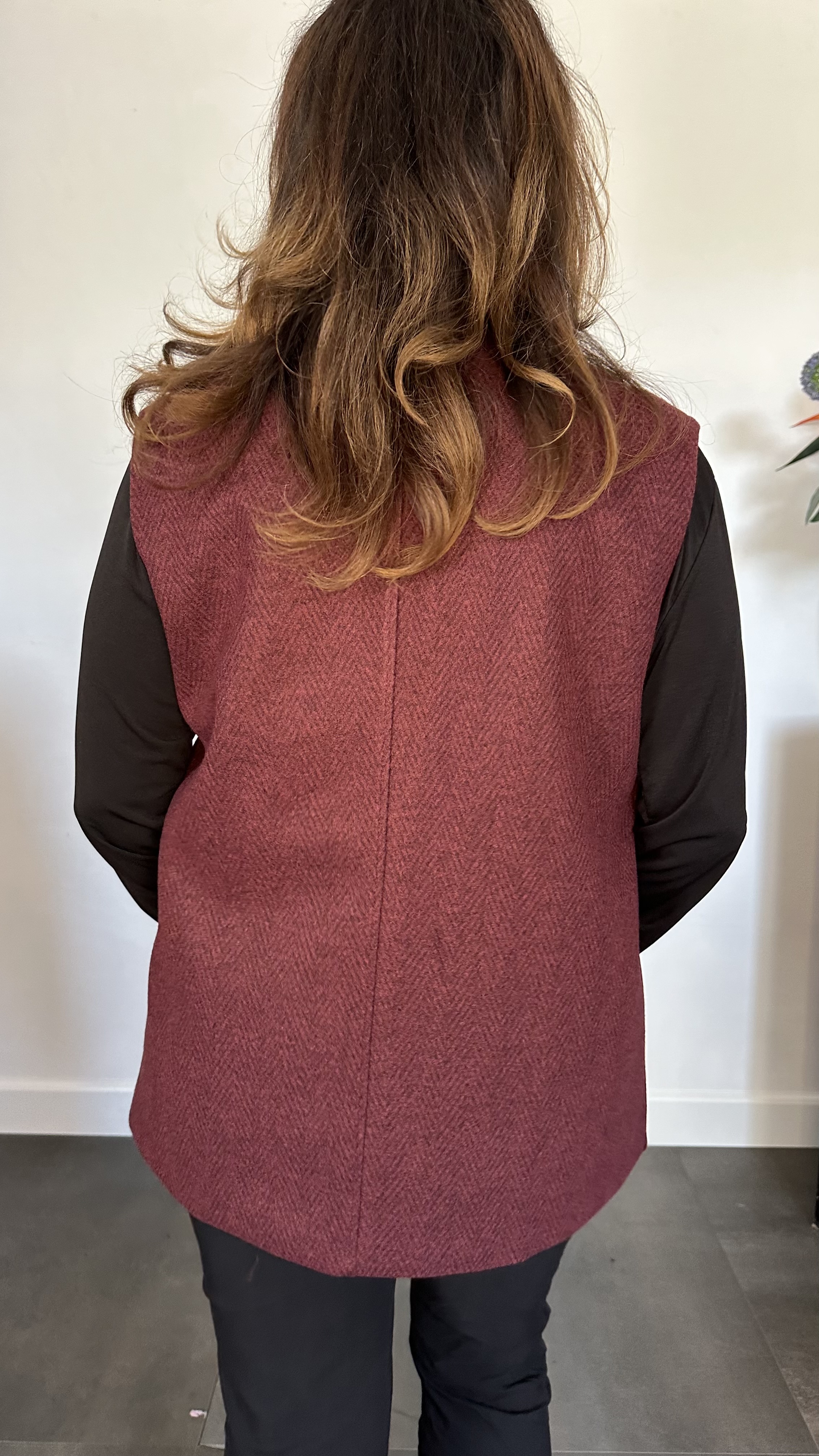 Gilet Jenny visgraad bordeaux