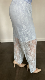 Kanten broek lacey met wijde pijp ijsblauw