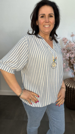 Top Mira gestreept + ketting Blauw
