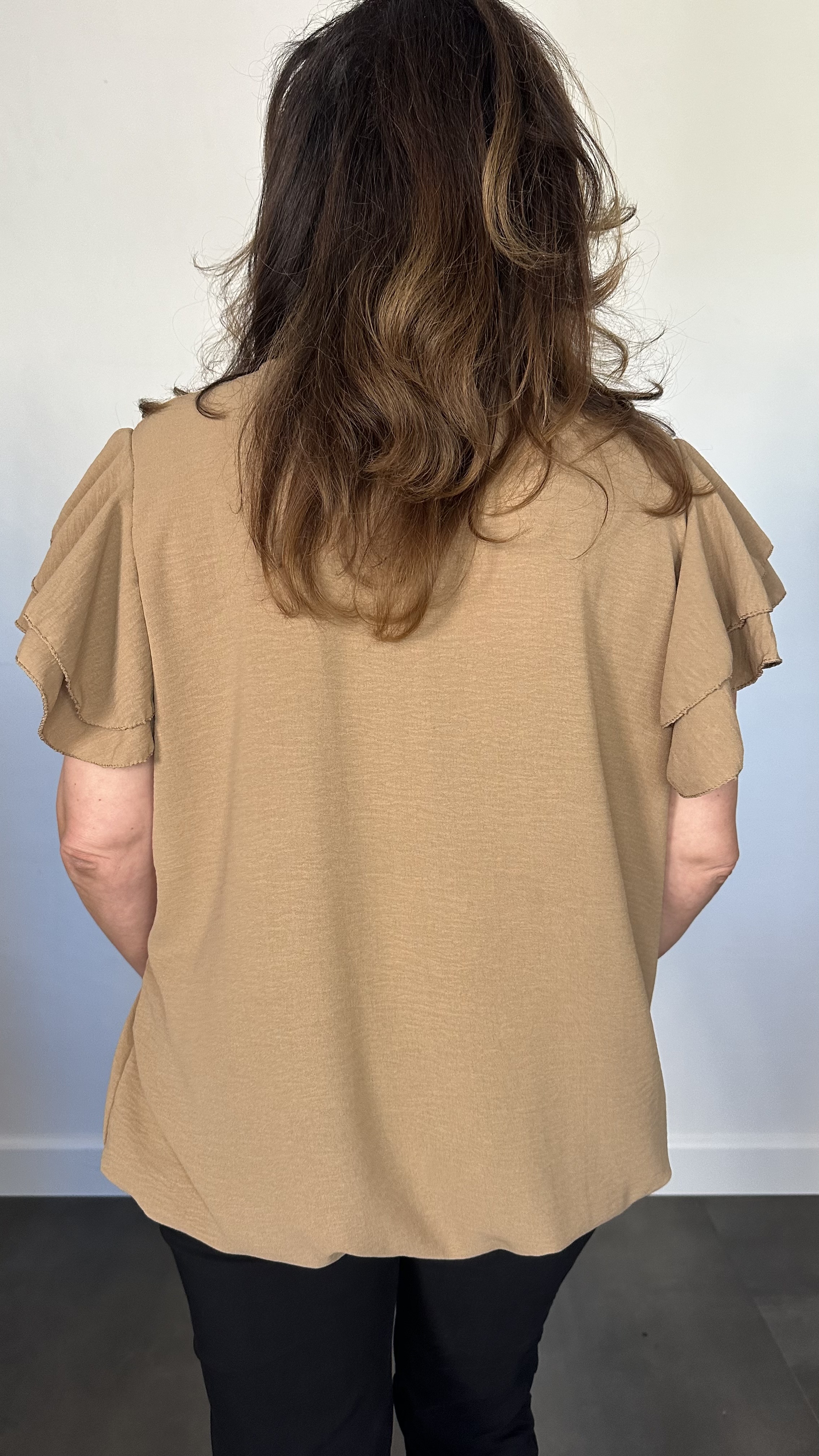 Shirt Celine met ketting camel +SIZE