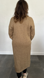 Lang vest met strik sluiting camel