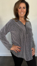 Top "glitter zipp" sparkle lines zilver