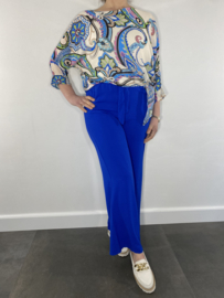 Voile top met knoop cashmere cobalt SALE