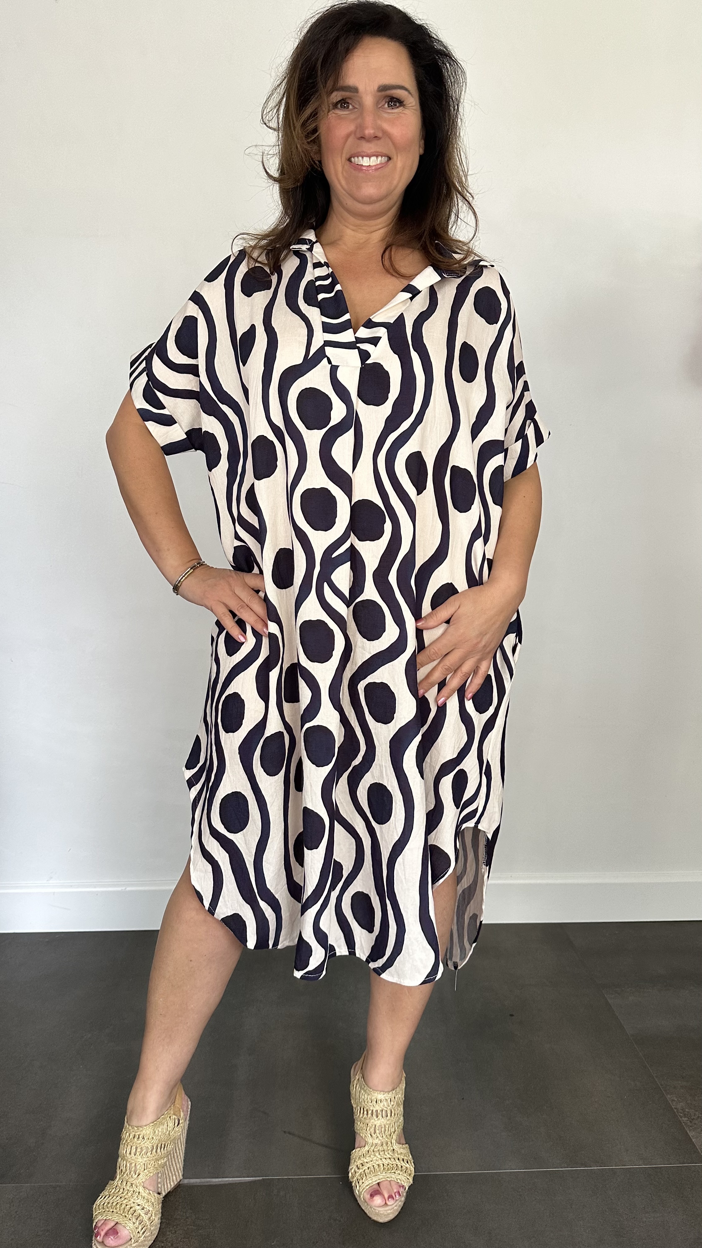 Jurk Leya waves &spots +Size Marine