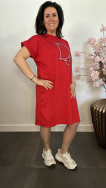 Sweaterdress Dianne bling Rood