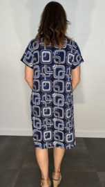 A-lijn jurk met korte mouw tubes marine blauw