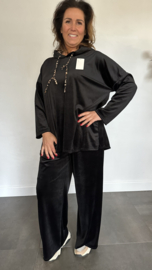 Velvet comfy pak met panter capuchon Zwart -sale