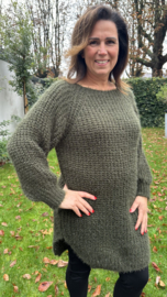 Lange grof gebreide trui Donna army
