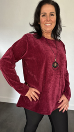 Velvet trui met ketting Bordeaux