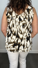 Ballon top met V-hals Wild flames taupe