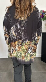 Blouse met panters zwart