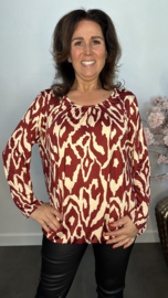 Ballon shirt met elastiek fantasy animal bordeaux