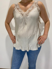 Hemd satijnlook met kant zand SALE