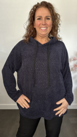 Velvet trui zilver glitter met capuchon Marine