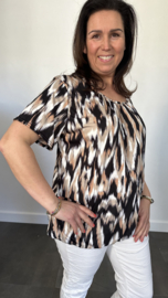 Ballon shirt met elastiek zigzag zwart (+size)