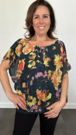 Blouse met boord roos donkergroen