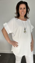 Shirt Kelly crepe met plissé strook ecru