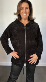 Baby rib vest met rits & capuchon +Size zwart