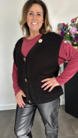 Mouwloos vest met knopen zwart