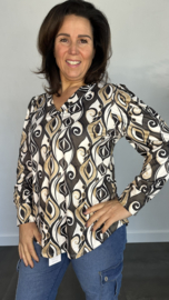Soft shirt met v-hals en pofmouw elips zwart