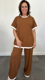 2-Delig comfy pak ribbel cognac